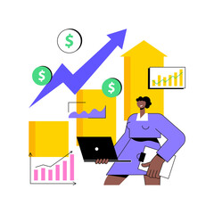 Sales forcasting abstract concept vector illustration. Business strategy planning, marketing forecasting method, sales software, revenue management, retail income, profit plan abstract metaphor.