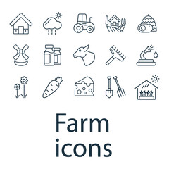 Farm icons set . Farm pack symbol vector elements for infographic web