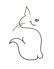 Cute funny cat. Logo. Cat drawn in one line. Doodle style vector illustration isolated on white background