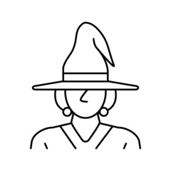 witch halloween line icon vector illustration