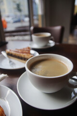 The view through the window in typical bakery in Berlin	