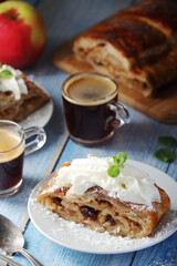 Traditional Austrian strudel with apples	