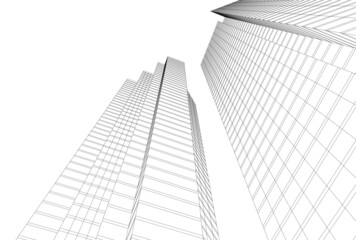 Fototapeta premium Modern architecture building 3d illustration