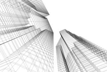 Fototapeta premium Modern architecture building 3d illustration