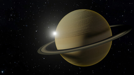 Fototapeta na wymiar Saturn realistic 3D representaton. High quality