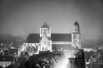 Vue aérienne de Dijon en noir et blanc