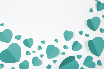 Valentine day background with red hearts, top view - Image.