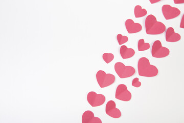 Valentine day background with red hearts, top view - Image.