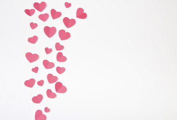 Valentine day background with red hearts, top view - Image.