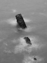 Waves on a sea stack