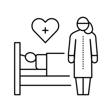 helping and caring for sick people line icon vector illustration