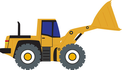 Bulldozer, heavy machinery transportation vehicle drawing.
