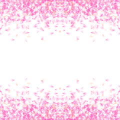 White Background with Delicate Pink Abstract Flowers Bordering Top and Bottom