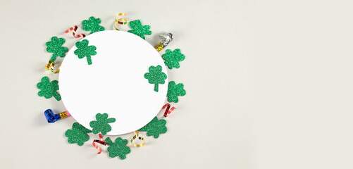 St. Patrick's Day - holiday concept. Banner. Clover leaves. copy space