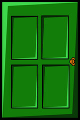Illustration of a green door with a professional design on a white background