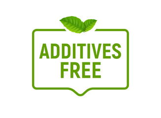 Preservative free logo icon stamp. Additives free icon green label sign