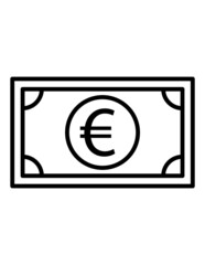 Euro Bill Flat Icon Isolated On White Background