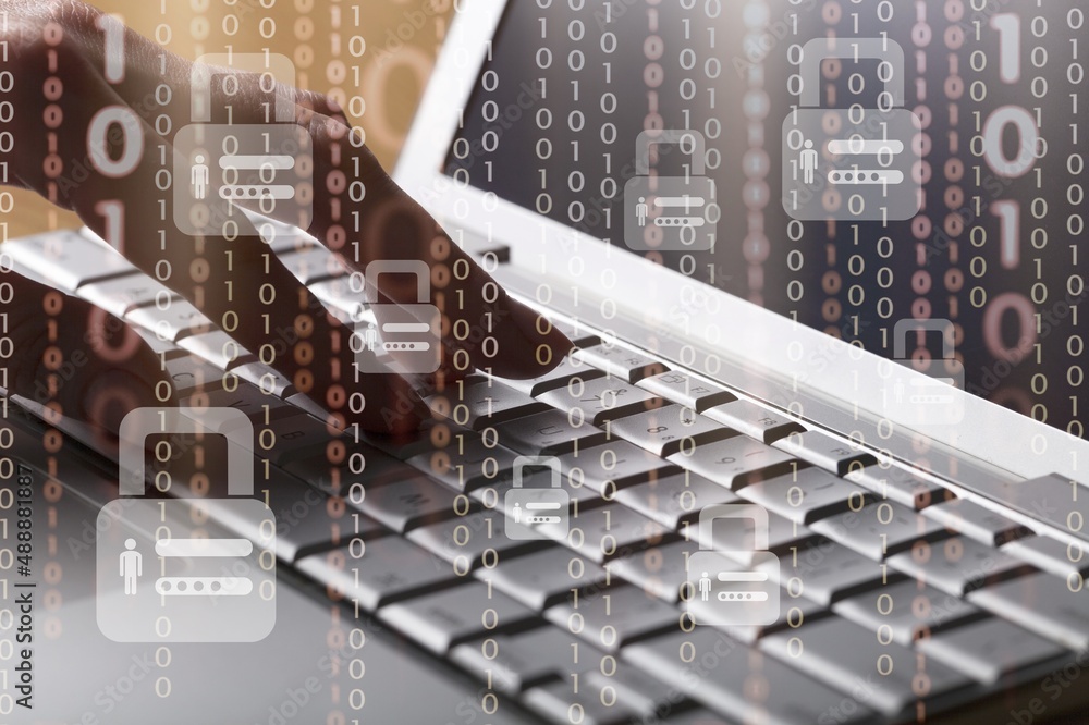 Aufkleber concept of cyber security, information and encryption, secure access to user's personal information,
