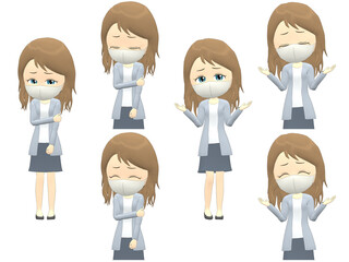 [Trouble A] Caucasian Woman cardigan wavy hair front