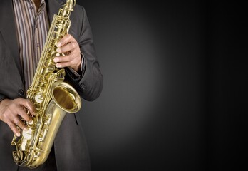 Obraz premium Musician playing jazz music instrument. Band instruments