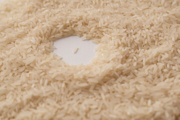 raw rice on white table