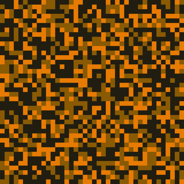 Seamless Digital Orange Camouflage Pattern Vector