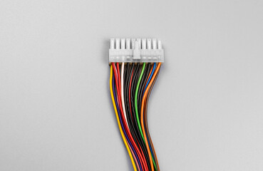 Connector with wires of different colors to power various components of the computer