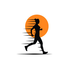 jogging run workout morning sport logo design