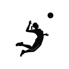 silhouette of female volleyball player logo design