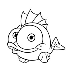 Fish parody character beautiful big eyes surprise illustration cartoon contour coloring