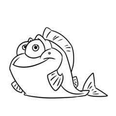 Fish lies smile character parody animal illustration cartoon contour coloring