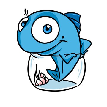 small fish aquarium animal character illustration cartoon