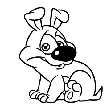 Dog small looking sitting character animal illustration cartoon contour coloring