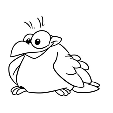 Kind bird funny character animal illustration cartoon contour coloring