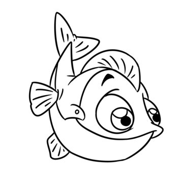 small fish smile character animal illustration cartoon contour coloring