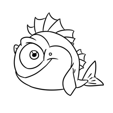 Fish character animal smile illustration cartoon contour coloring