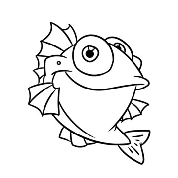fish character animal fins smile kind illustration cartoon contour coloring