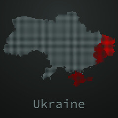 Fototapeta na wymiar Detailed dotted Ukraine map with areas of conflict vector illustration