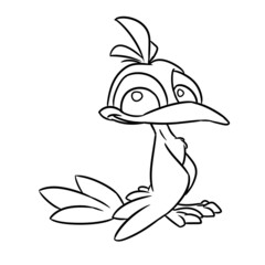 Little character animal bird looking sitting illustration cartoon contour coloring
