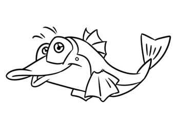 Fish smile character smile animal illustration cartoon contour coloring