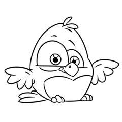 Bird character little chick animal illustration cartoon contour coloring