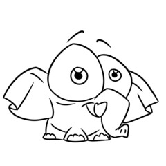 Little elephant character animal illustration cartoon contour coloring