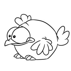 Fat chicken character parody bird animal illustration cartoon contour coloring