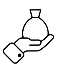 Moneybag In Hand Flat Icon Isolated On White Background