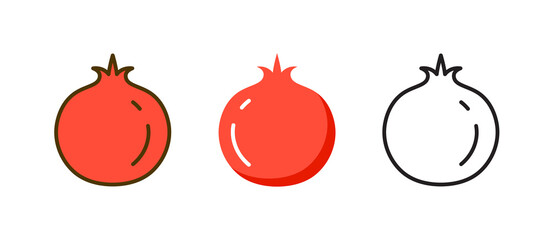 Pomegranate line icon logo. Pomegranate garnet flat isolated vector symbol