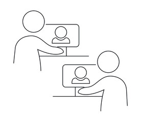 Simple business cooperation and video conference icon. Teamwork, online meeting, video conference, business management. EPS 10 vector illustration