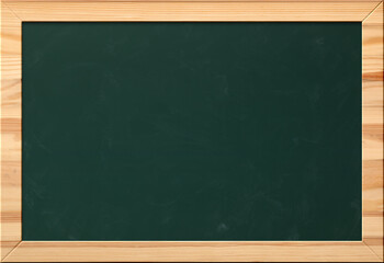 Empty green chalkboard as background. School time