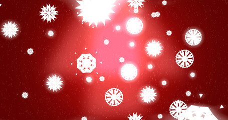 Red Glowing Snowflake Holiday Winter Background