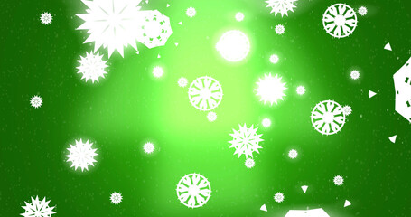 Green Glowing Snowflake Holiday Winter Background