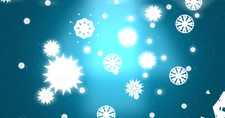 Blue Glowing Snowflake Holiday Winter Background
